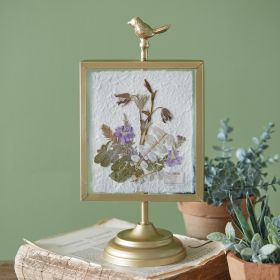 Gilded Pressed Botanical Stand - Corydalis and Chrysanthemum