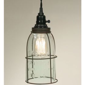 Half Gallon Caged Mason Jar Pendant Lamp - Barn Roof