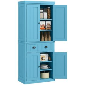 HOMCOM 72" Kitchen Pantry Cabinet, Freestanding Tall Storage Cabinet, Traditional Kitchen Cabinet with 4 Doors
