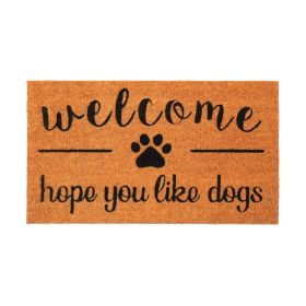 Coir Doormat Front Door Mat with Non Slip PVC Backing Printed Indoor Outdoor Mats for Home & Office Entrance Mats with Hope You Like Dogs Print 30x17