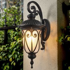 1-pack Classic Outdoor Wall Lantern, Black Vintage Wall Sconce with Bubble Glass, Weatherproof Exterior Light Fixture for Porch, Patio