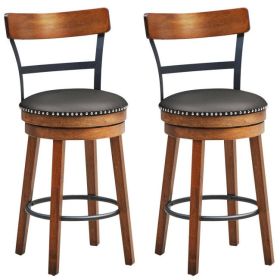 25.5-Inch 360-Degree Bar Swivel Stools with Leather Padded Seat (quanlity: 2)