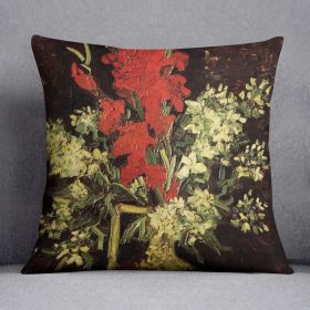 Vase with Gladioli and Carnations by Van Gogh Cushion (Insert: With Insert, size: 16" X 16")