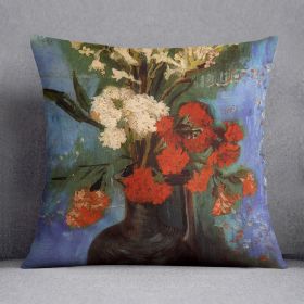 Vase with Carnations and Other Flowers by Van Gogh Cushion (Insert: Without Insert, size: 16" X 16")