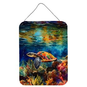 NEW Loggerhead Sea Turtle Wall or Door Hanging Prints Aluminum Metal Sign Kitchen Wall Bar Bathroom Plaque Home Decor Front Door Plaque, 12x16 (Default: Default)