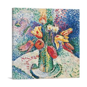 Tulips and Flowers in Vase 1905 (Type: Standard Framed Canvas Print, size: 30" x 30" / 70cm x 70cm (approx))
