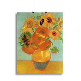 Still Life Vase with Twelve Sunflowers by Van Gogh Canvas Print or Poster (Type: Standard Framed Canvas Print, size: 40" x 26" / 100cm x 65cm (approx))