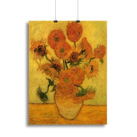 Still Life Vase with Fifteen Sunflowers 2 by Van Gogh Canvas Print or Poster (Type: Standard Framed Canvas Print, size: 12" x 8" / 30cm x 20cm (approx))