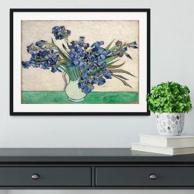 Irises in a vase Framed Print (Color: Black/With White Edging, size: 12" x 8" / 30cm x 20cm (approx))